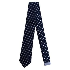 EVERLANE‎ Polka Dot Skinny Tie 100% Cotton Navy White Patterned One Size